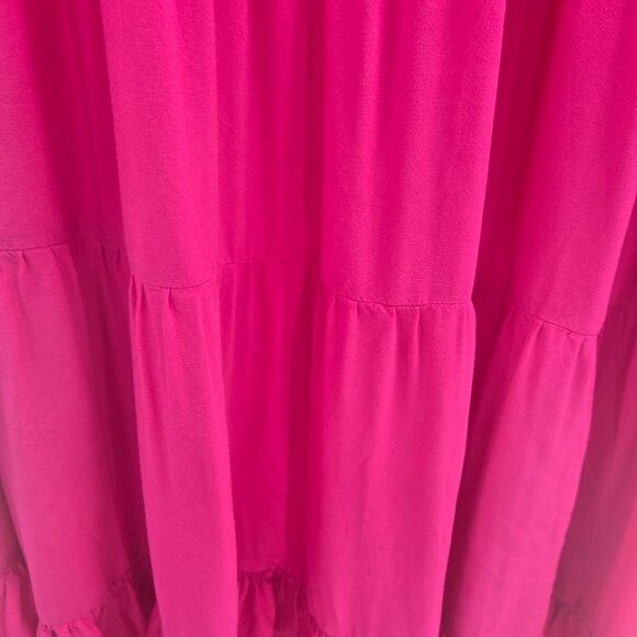 City Chic Fuscia Pink Nikki Short Sleeved Tiered Midi Dress Large/UK 20 - Picture 2 of 10